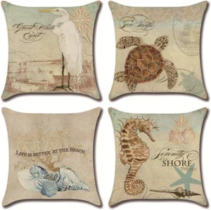 Throw Pillow Covers 18X18 Inch Modern Decorative Cotton Linen Square Pack of 4 T - Picture 1 of 12