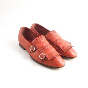 Santoni Double Monk Loafers Red Fringe Leather Womens Shoe Size EU 38 US 8 - Picture 1 of 12