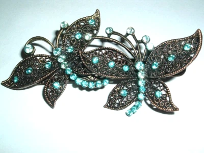 BILLETE DE PATO PELO MARIPOSA PEDRERÍA AZUL VINTAGE Foto 1 de 3