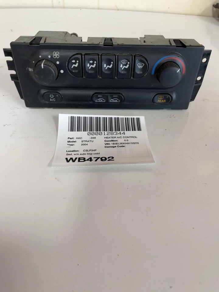 01 02 03 04 05 06 DODGE STRATUS Calentador A/C Control Sed Sin Auto Tmp Cntrl Foto 1 de 4