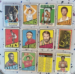 (12) Card Lot Old Basketball Cards 1968 - 1970 Damaged Cards - Drawing On Cards