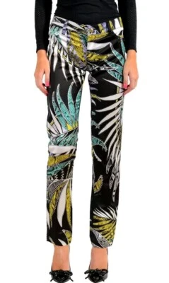 Just Cavalli Floral Pants Jeans Design Made In Italy Size 40 US 4  30x29 Nwt  - Image 1 of 4