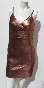 LULU’S Damen Gr. XS S Metallic Kupfer Pailletten Stretch Bodycon Kleid Party NEUWERTIG! - Bild 1 von 6