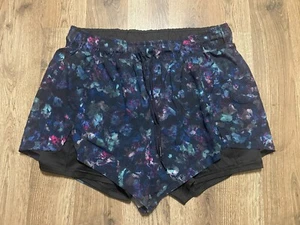 Avia Shorts, Women's Size Medium Blue Black, Floral, Pull On, Drawstring - Picture 1 of 8