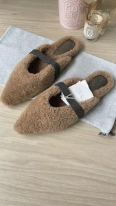 Brunello Cucinelli Shearling Monili Mules size 38.5 NEW $1350 - Picture 1 of 18