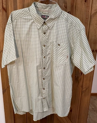 Camisa masculina Ducks Unlimited verde xadrez manga curta botão para cima - Imagem 1 de 4