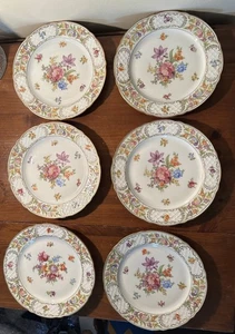 Set Of 6 Schumann Bavaria Empress Dresden Flowers 10” Dinner Plates Mint - Picture 1 of 11