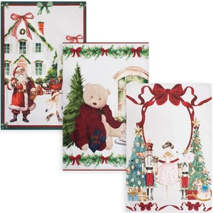 Set Strofinacci natalizi 3pz Canovacci Natale in cotone Decoro Ballerina 7151 - Foto 1 di 7