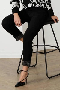 Jeans negros adornados con puño brillante - Imagen 1 de 7