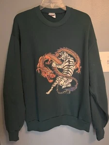 Vintage Jerzees Japanese design with dragon vs tiger sweatshirt - Picture 1 of 5