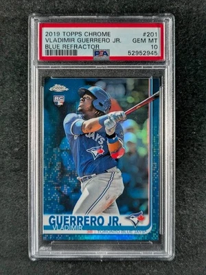 Topps Chrome Vladimir Guerrero Jr 131/150 2019 novato radiocontrol azul ref #201 PSA 10 Foto 1 de 3