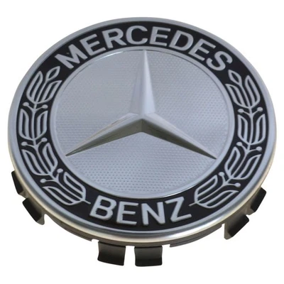 OEM Wheel Center Cap Black Laurel Wreath w/ Star for Mercedes Benz - Image 1 of 4
