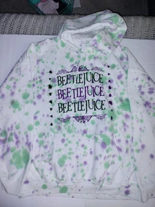 New Ripple Junction Beetlejuice Hoodie Large White Tie Dye Purple & Green - Picture 1 of 6