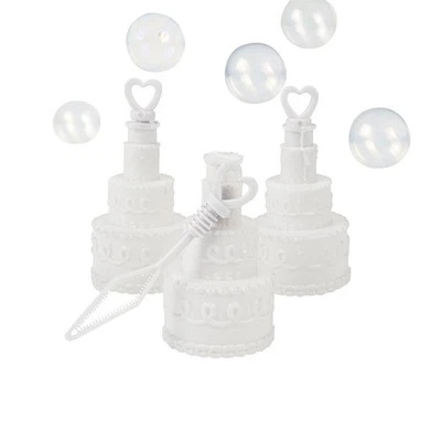 2 3/4" Mini Wedding Cake-Shaped Plastic Bubble Bottles – 24 Pc. - Image 1 of 2