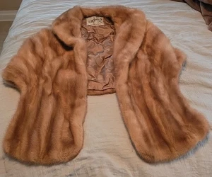 Vintage Mink Fur Stole Wrap Light Brown Perfect Condition R.M. Taylor Co. GF - Picture 1 of 14