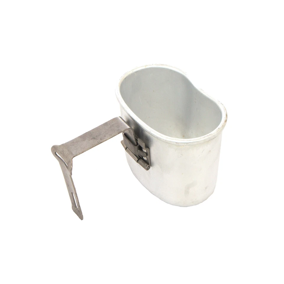 ARMY SURPLUS De colección ejército belga estilo EE. UU. Cantina de campo taza mango plegable 1956