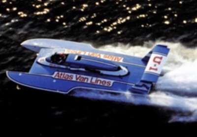 36” ATLAS VAN LINES BLUE BLASTER FIBERGLASS RC BOAT HULL HYDROPLANE KIT USA MADE - Image 1 of 4