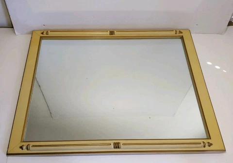 Tell City Chair Company - Vintage French Provincial White/Cream Wood Wall Mirror Cover