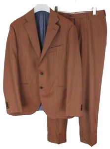 Suitsupply La Spalla / Brescia Abito Uomo UK 44 Lana Pesce Marrone 2 Pezzi - Foto 1 di 15