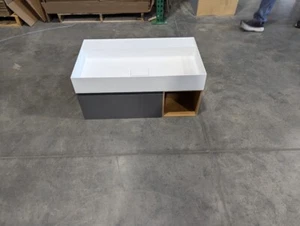 Falper #YA 31.5" Wall-Mount 1-Drawer Vanity w/ Sink + Cubby GREY & OAK New! - Picture 1 of 13