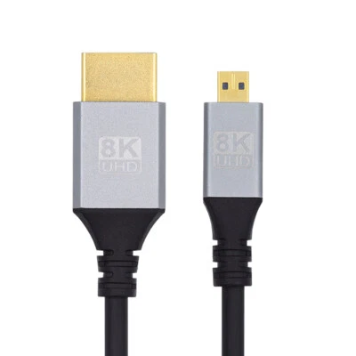 CY Micro/Mini HDMI to HDMI 2.1 8K 4K Ultra-Slim Cable Type-A to Type-C/D - Image 1 of 4
