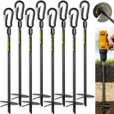 8PCS 18inch Heavy Duty Ground Anchors Screw in Swing Set Fr Tents Trees Canopies - Image 1 of 4