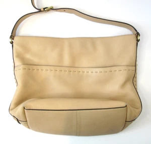 Cole Haan Beige Pebbled Leather Hobo Shoulder Bag Handbag Purse - Picture 1 of 9