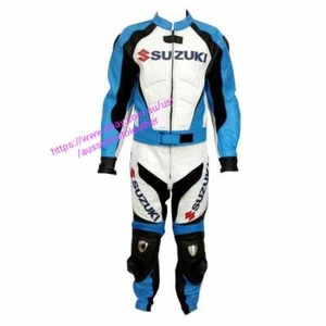 SUZUKI GSXR MOTORBIKE LEATHER SUIT MOTORCYCLE SUIT BIKERS RACING BIKING ARMOURED - Picture 1 of 12