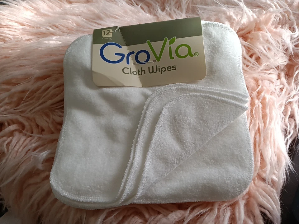 Grovia Reusable Cloth Diapering Wipes, 12 Count all white brand new attached tag - Image 1 of 4