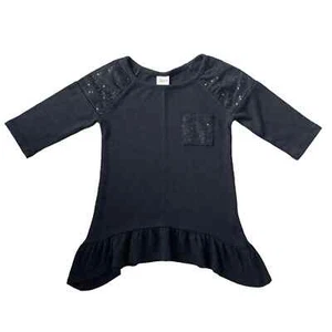 Girls S 6/6X Circo 3/4 Sleeve Black Sequin Pocket Ruffle Blouse Top - Picture 1 of 3