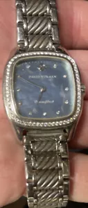 David Yurman Watch Thoroughbred Sterling Silver Diamond Watch 25mm FREE SHIPPING - Picture 1 of 5
