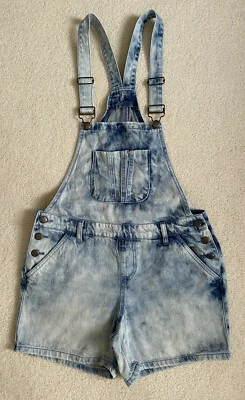 XXI Forever 21 ~ синий и белый джинсовой ткани галстук краситель общий нагрудник шорты подростков средний - Изображение 1 из 4