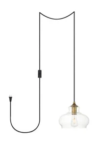Pendant Light Swag with Plug in Cord On-Off Switch Glass Shade Ceiling Lamp - Bild 1 von 7