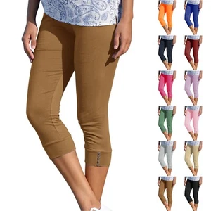 Capri Leggings For Women High Waisted Stretchy Yoga Athletic Leggings Button - Picture 1 of 60