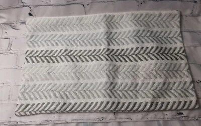 White Grey Fabric Knit Leaf Printed Triangle Zip Up Deco Throw Pillow Cover - Image 1 of 4