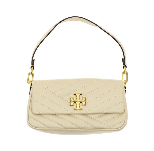 Tory Burch V7220 Beige Kira Chevron Leather Shoulder Bag Size 10x2.5x5 in