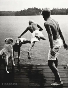 1987 BRUCE WEBER Adirondacks GARTH CHRIS HOYT ROWDY Dog Swim Dive Photo Gravure - Picture 1 of 1