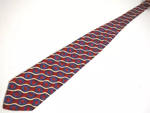 Robert Talbott Studio Mens Necktie Tie Blue Red Geometric Wavy Wide Silk 58" - Picture 1 of 4