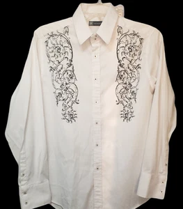 Level Ten Men's Long Sleeve Button Up Shirt White w/ Graphic Size L - Picture 1 of 7