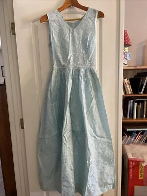 Vintage Satin Brocade Womens Formal Dress Unbranded  Light Blue - Image 1 of 4