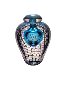 Tom Philabaum signiert 2003 Reptilian Serie irisierende Kunst Glas Parfüm Flakon - Bild 1 von 8