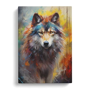 Wolf Impressionismus Kunst Leinwand Wandbild Kunstdruck gerahmtes Bild Deko Wohnzimmer - Bild 1 von 4