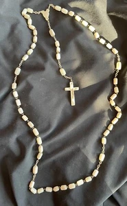 Mother of Pearl Rosary Beads. 33” necklace plus crucifix - Picture 1 of 7