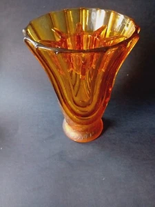 Art Deco Walther amber part frosted glass vase and flower holder - Picture 1 of 4