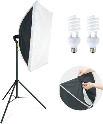 LINCO 1 Softbox Light Stand Photo Studio Continuous Lighting Kit with 2 Bulb - Image 1 of 4