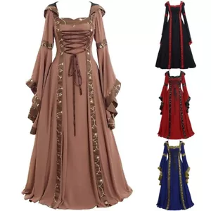 Mittelalterliches Kleid Damen Vintage viktorianische Renaissance Gotik Kostüm Kleid Kleid - Bild 1 von 16