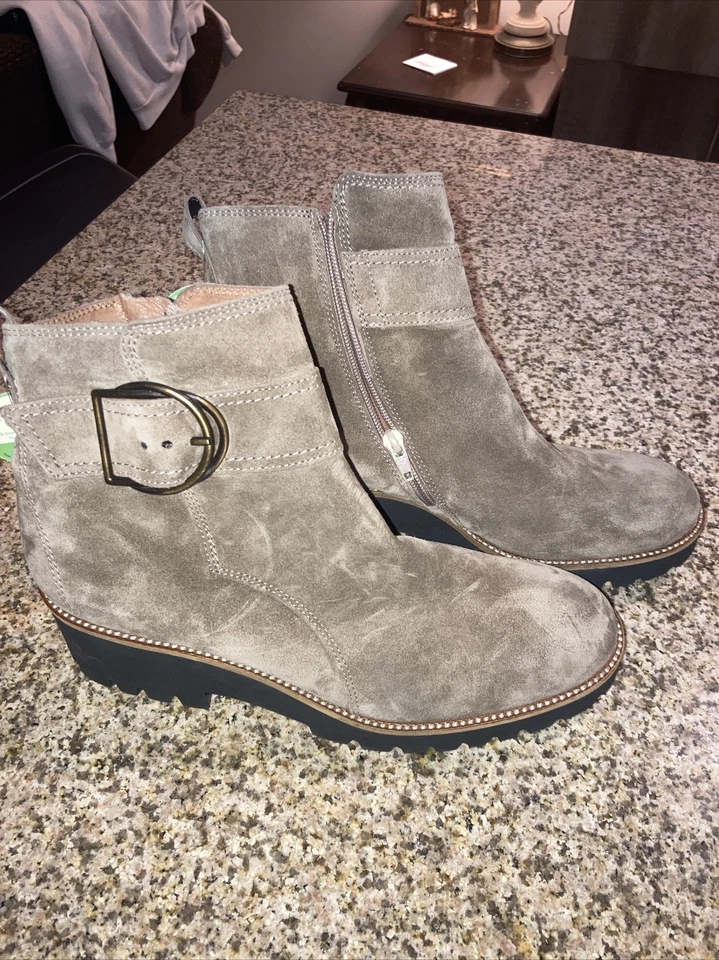 Paul Green Mara Ankle Boot 10 US Brown Suede Buckle Lug Sole Booties Womens - Image 1 of 4