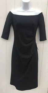 ELIZA J Kleid 2 schwarz schulterfrei funkelnd Strick Cocktail Abend Party MOB NEU - Bild 1 von 10
