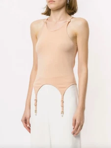 Dion Lee Beige Hoisery High Neck Garter Tank Top Size S 8 - Picture 1 of 10