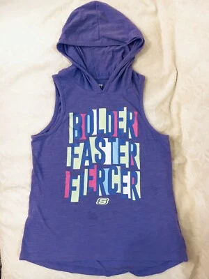 Толстовка с капюшоном Sketchers Active для девочек 7/8 Be Bolder Faster Fiercer фиолетовая майка - Изображение 1 из 3